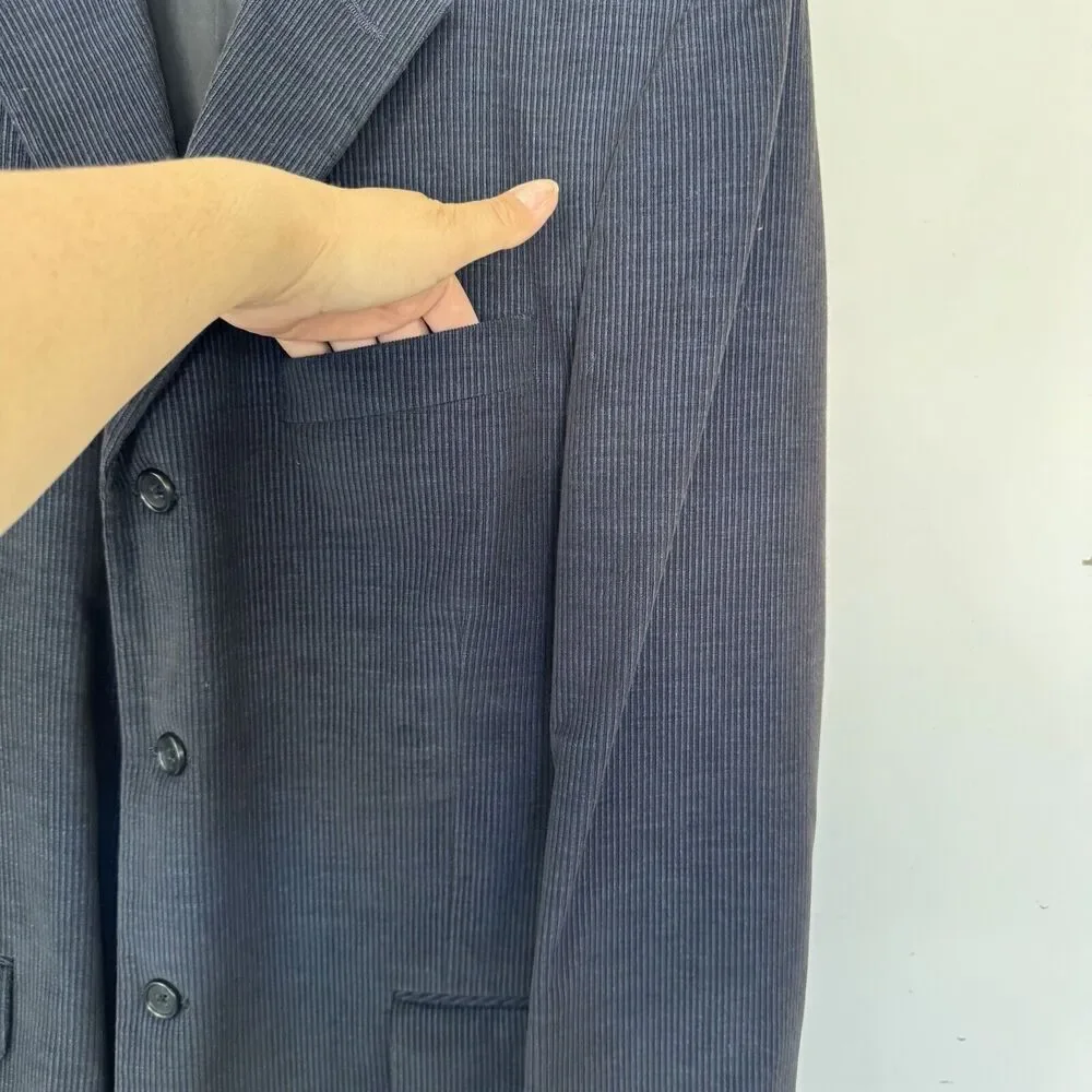 Perry Ellis Sport Coat Blazer Navy Corduroy Suit Jacket Cotton 42 Regular